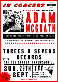 Adam McGrath at Threes & Sevens Records Invercargill