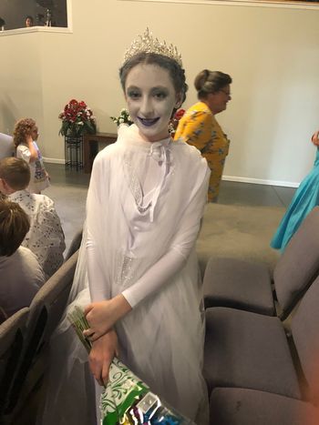Student Victoria after her performance in the stage play 'The Lion, the Witch, and the Wardrobe.
