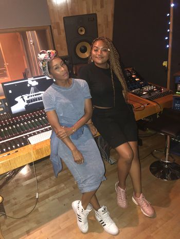 Sheri Hauck working with artist NeYaLa in recording session.
