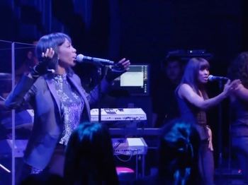 Sheri Hauck performing behind recording artist Brandy on her 2009 Japan/European tour.
