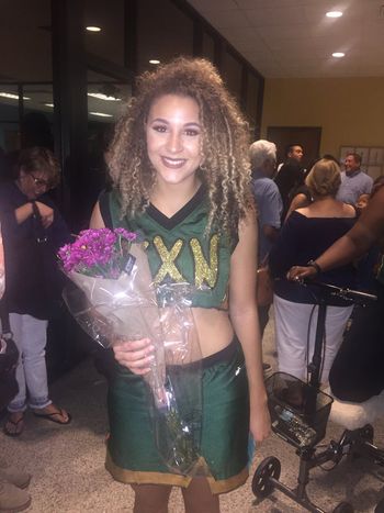 Client Sasha after performing in the the musical 'Bring It On'
