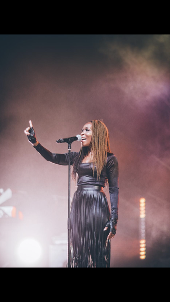 Sheri Hauck performing behind recording artist Tamia on her 2019 South African/European tour.
