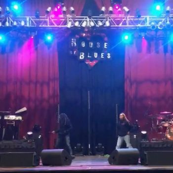 Sheri Hauck walking through stage blocking during soundcheck for the Passion Like Fire Tour.
