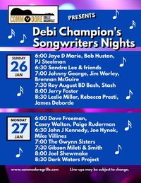 Songwriter Night at Commodore Grille, hosted by Debi Champion, 6 pm round
