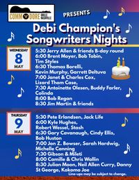 Writers round at Commodore Grille hosted by Debi Champion, with Gary Cavanaugh and Cindy Ellis