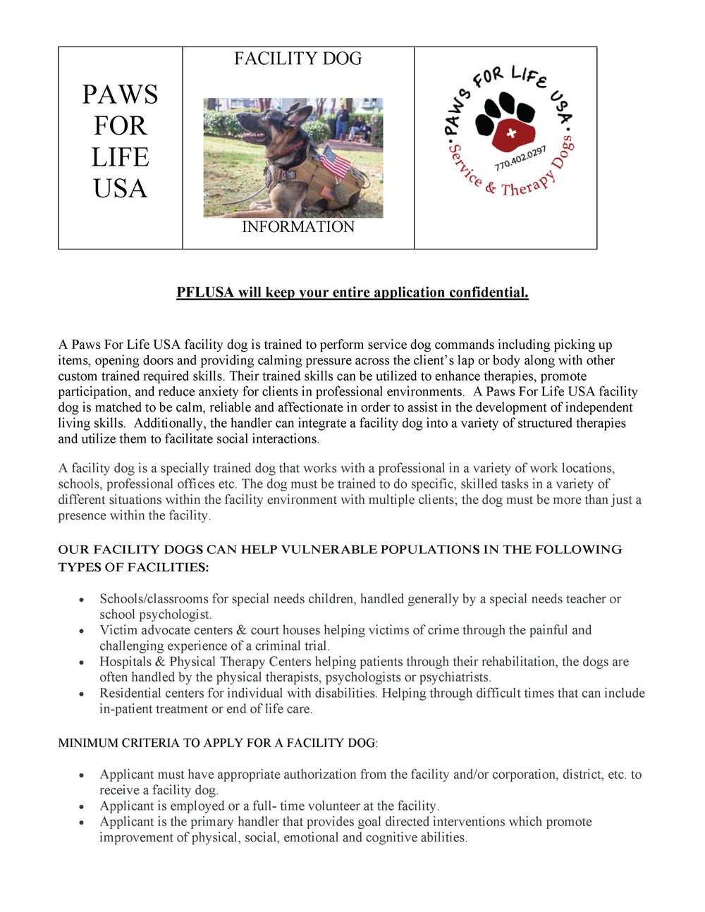Facility Dog Information
