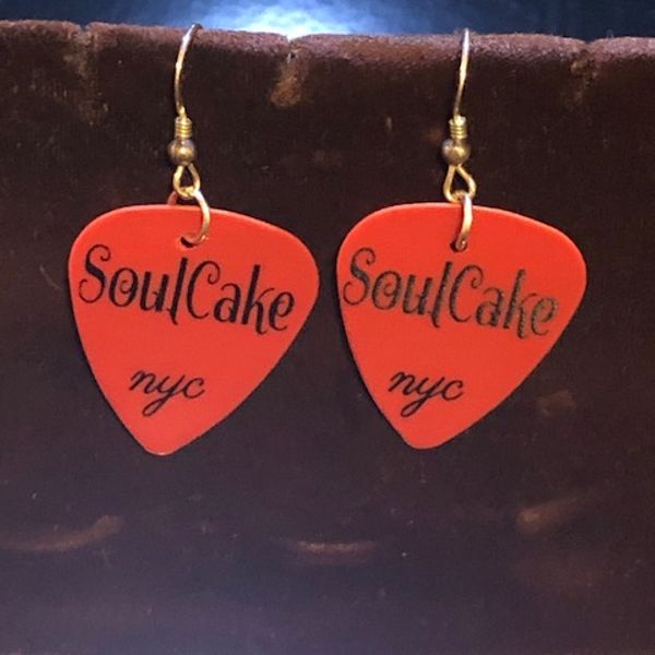 SoulCake Guitar Pic Earrings Red and Silver