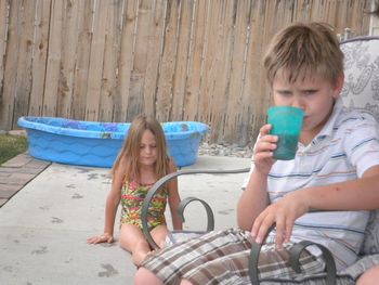 Our grandchildren at the 4th of July Party- Cody and Dulcey
