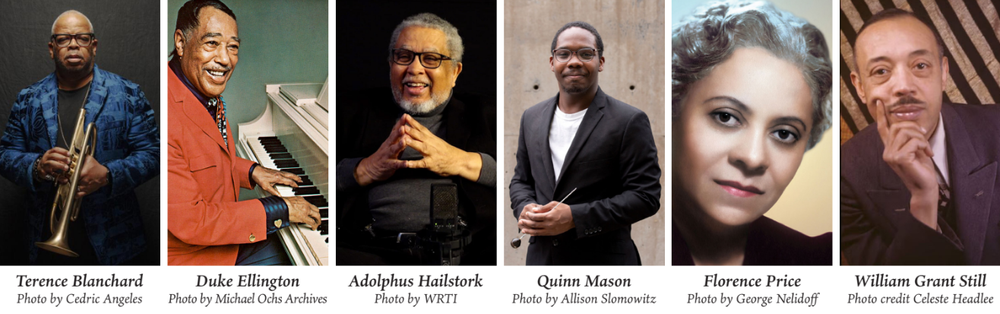 image: portrait images of the composers mentioned in the description below