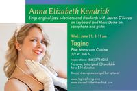 Anna Elizabeth Kendrick sings jazz/pop @ Tagine
