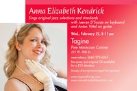 Anna Elizabeth Kendrick sings jazz/pop @ Tagine