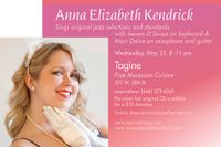 Anna Elizabeth Kendrick sings jazz/pop @ Tagine