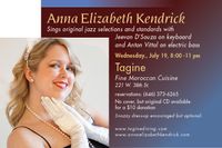 Anna Elizabeth Kendrick sings jazz/pop @ Tagine!