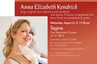 Anna Elizabeth Kendrick sings jazz/pop @ Tagine