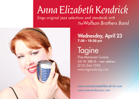 Anna Elizabeth Kendrick sings jazz/pop @ Tagine with the Wolfson Brothers band