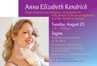 Anna Elizabeth Kendrick sings jazz/pop at Tagine!