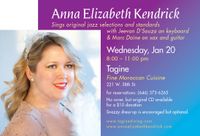 Anna Elizabeth Kendrick sings jazz/pop @ Tagine