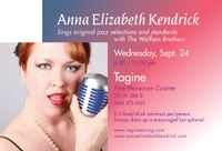 Anna Elizabeth Kendrick sings jazz/pop @ Tagine with the Wolfson Brothers band
