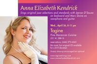 Anna Elizabeth Kendrick sings jazz/pop @ Tagine!