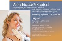 Anna Elizabeth Kendrick sings jazz/pop @ Tagine