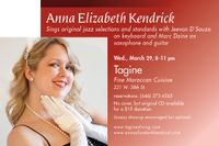 Anna Elizabeth Kendrick sings jazz/pop @ Tagine!