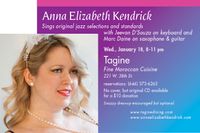Anna Elizabeth Kendrick sings jazz/pop @ Tagine