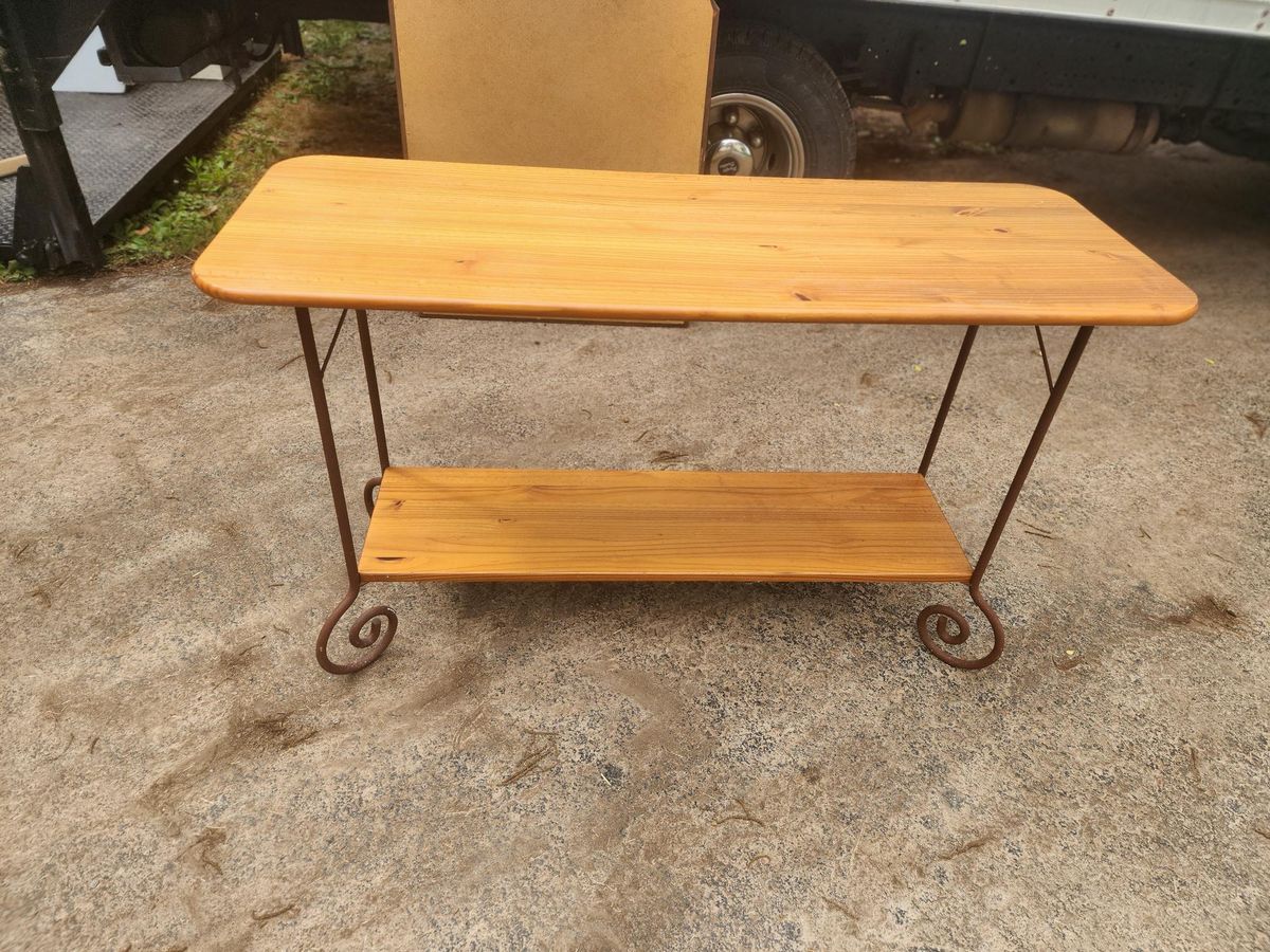 Douglas Fir Kitchen Side Table with Iron legs