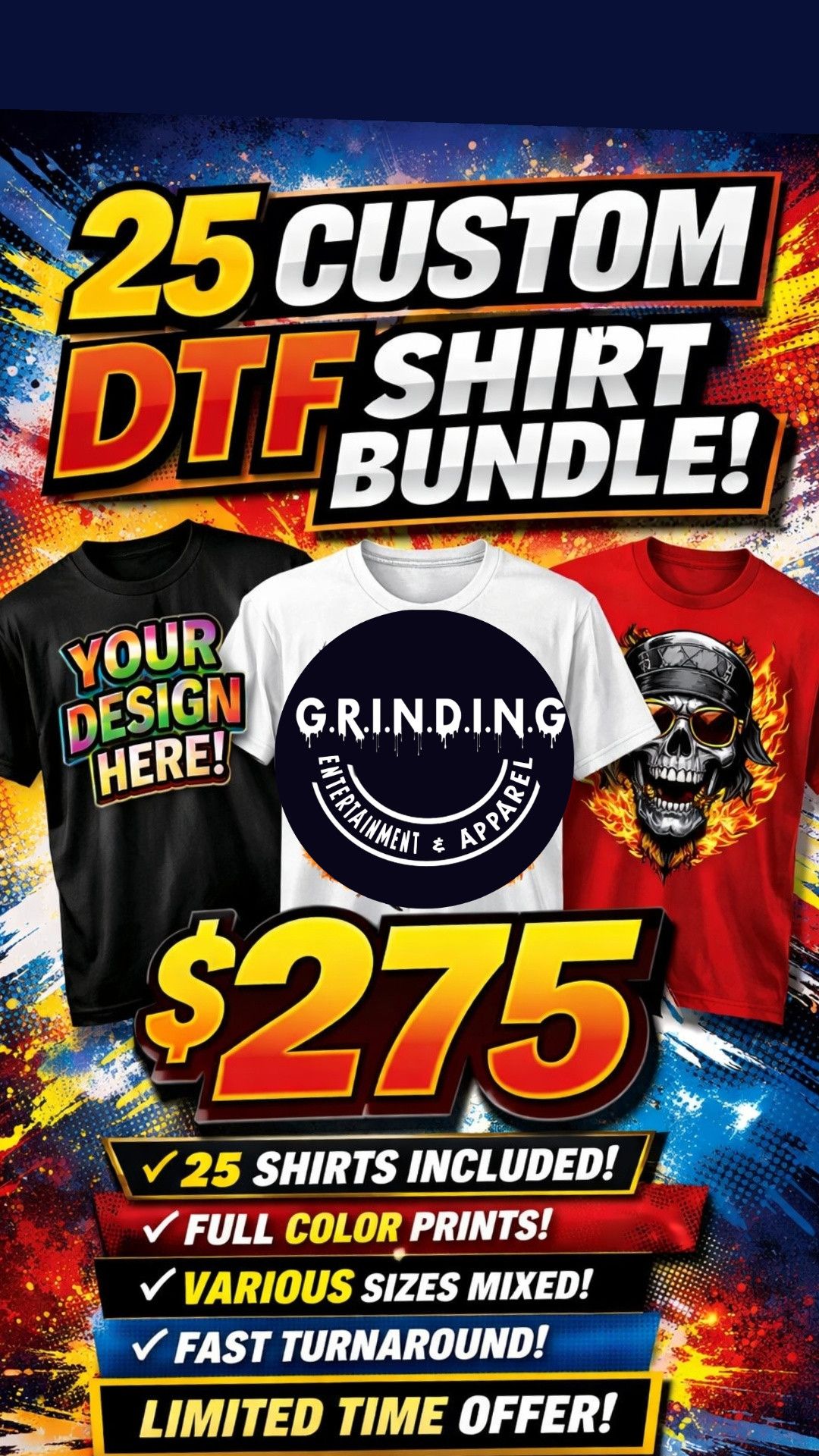 Bulk Item 25 pack Tee's 