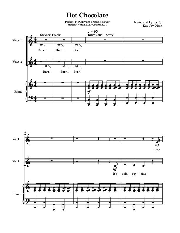 Hot Chocolate, Elementary Music, 2 Part Mixed, Winter, Music Class