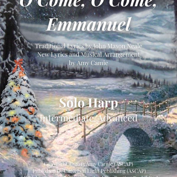 O Come, O Come, Emmanuel - Solo Harp (with lyrics)