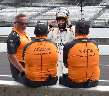 Pato O'ward getting rady to turn laps at the Indianapolis Motor Speedway
