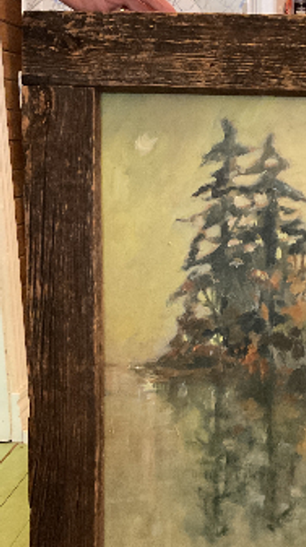 Painting of the moon on the lake