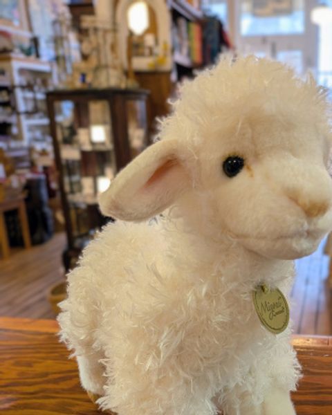 Sweet-faced white lamb stuffed animal