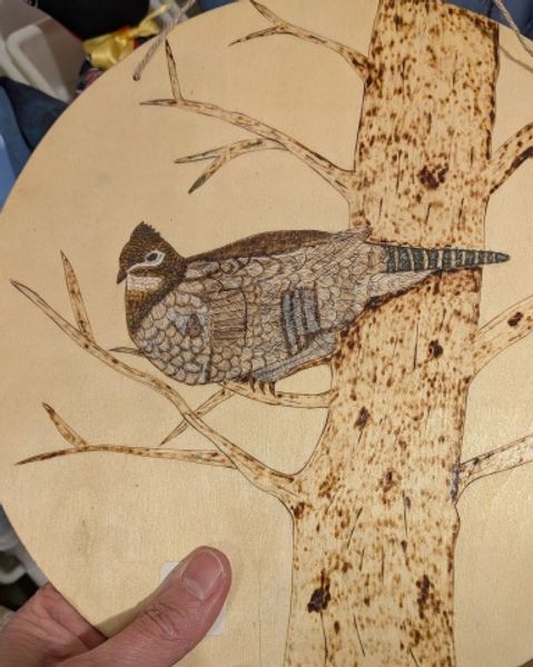 Ruffed Grouse wood burned