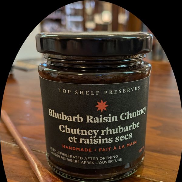 A jar of Rhubarb Raisin Chutney