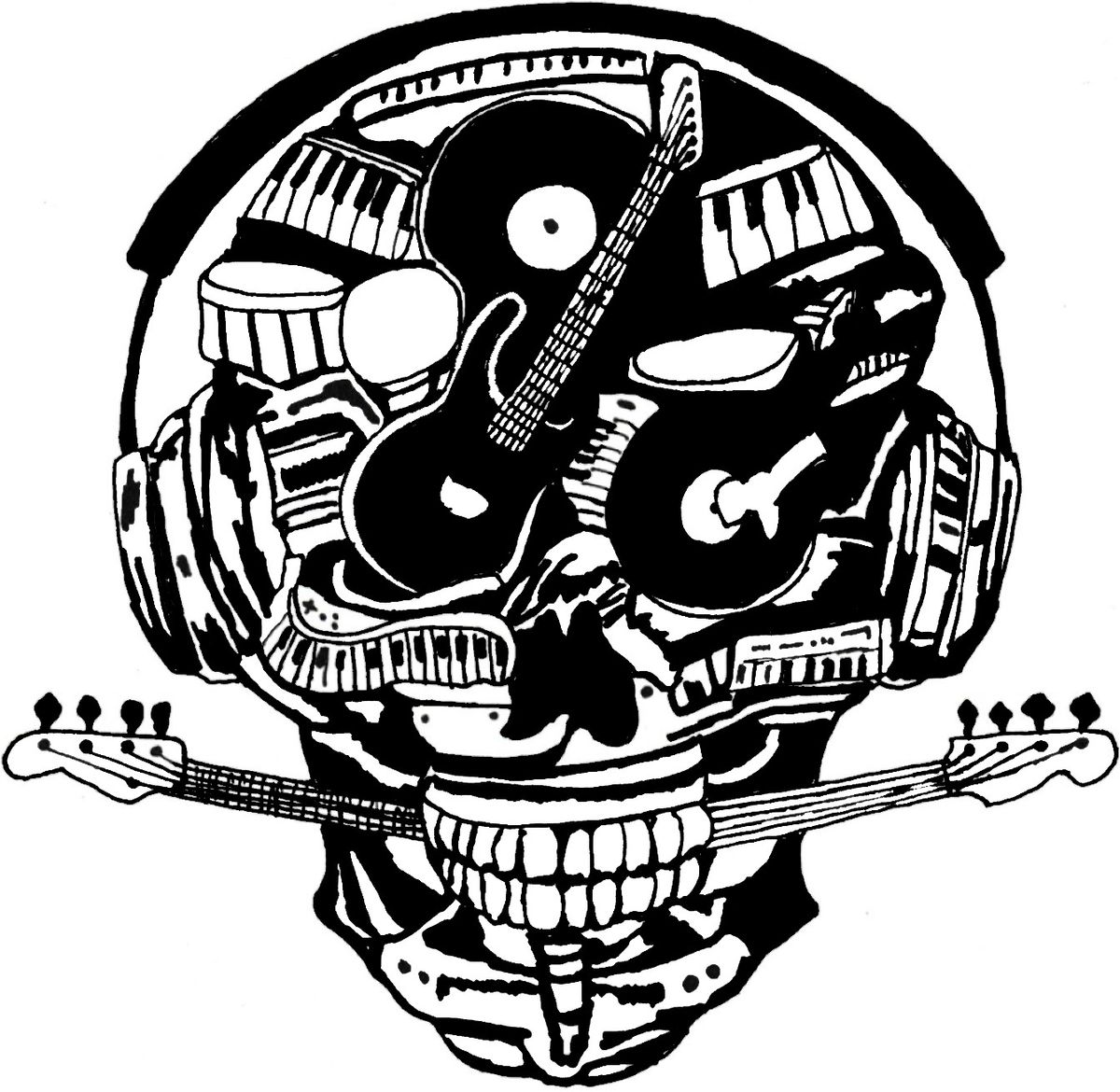 Black Music Skull T-Shirt