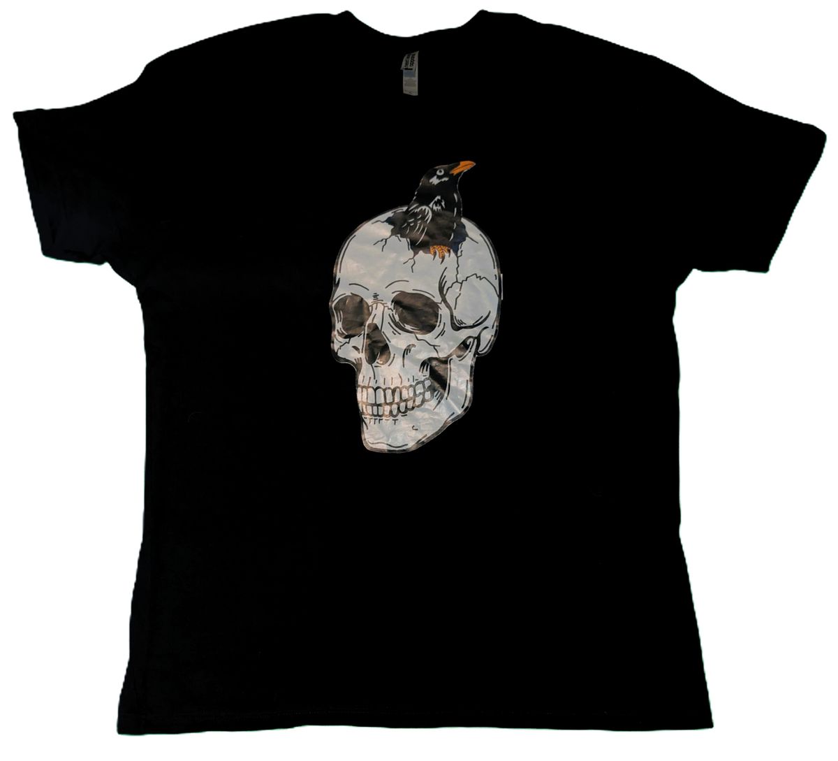 Crow in White Skull T-Shirt