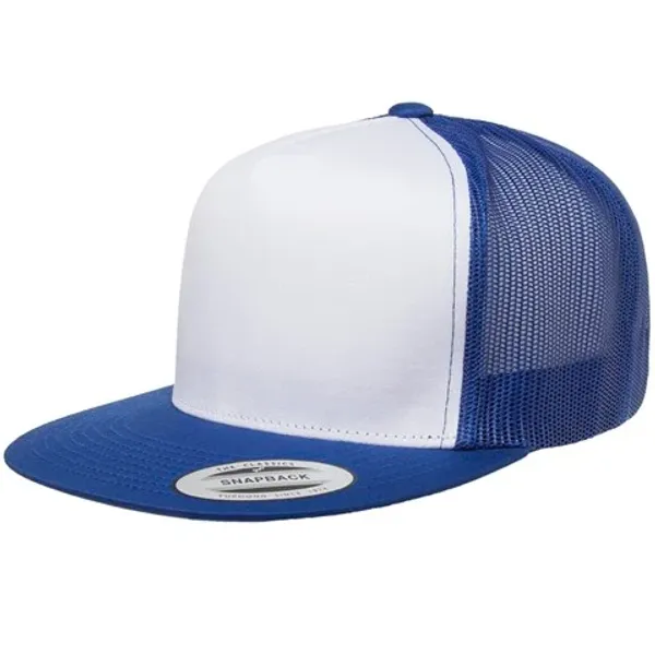 5 Panel Flat Brim Snapback Trucker Hat (8 Colors Available)