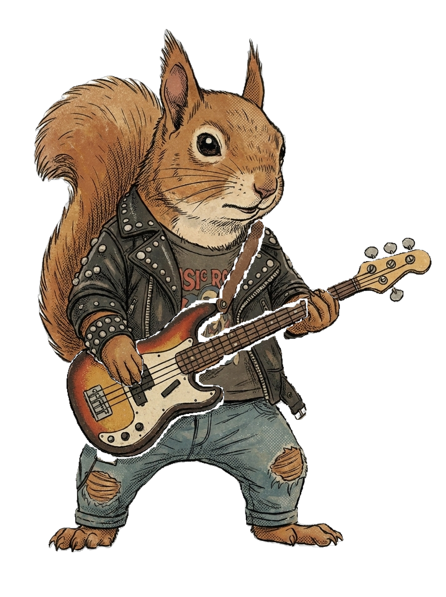 2-Sided B Minor and the Shadows "Geddy Lee Squirrel" T-Shirt