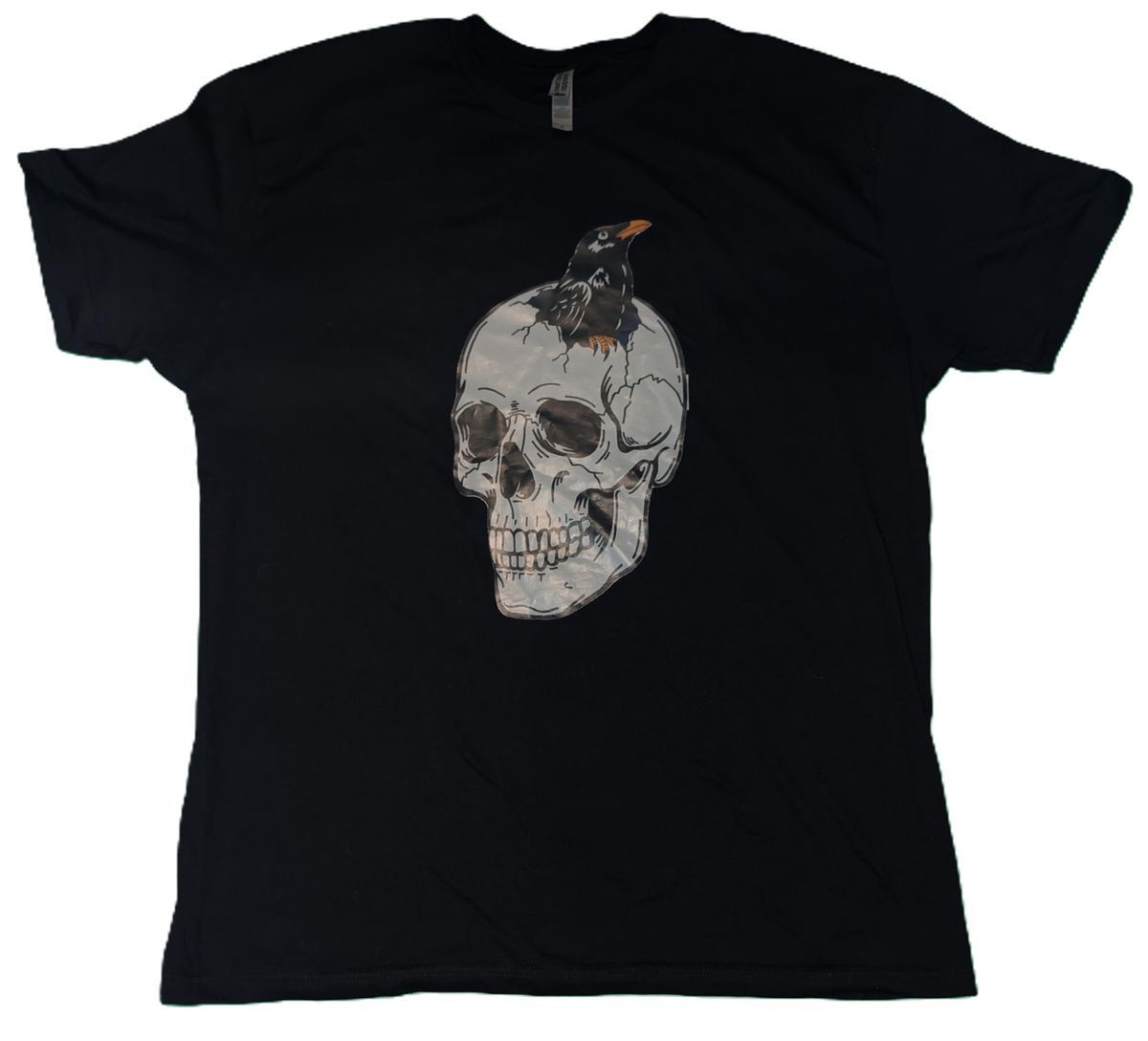 Crow in White Skull T-Shirt