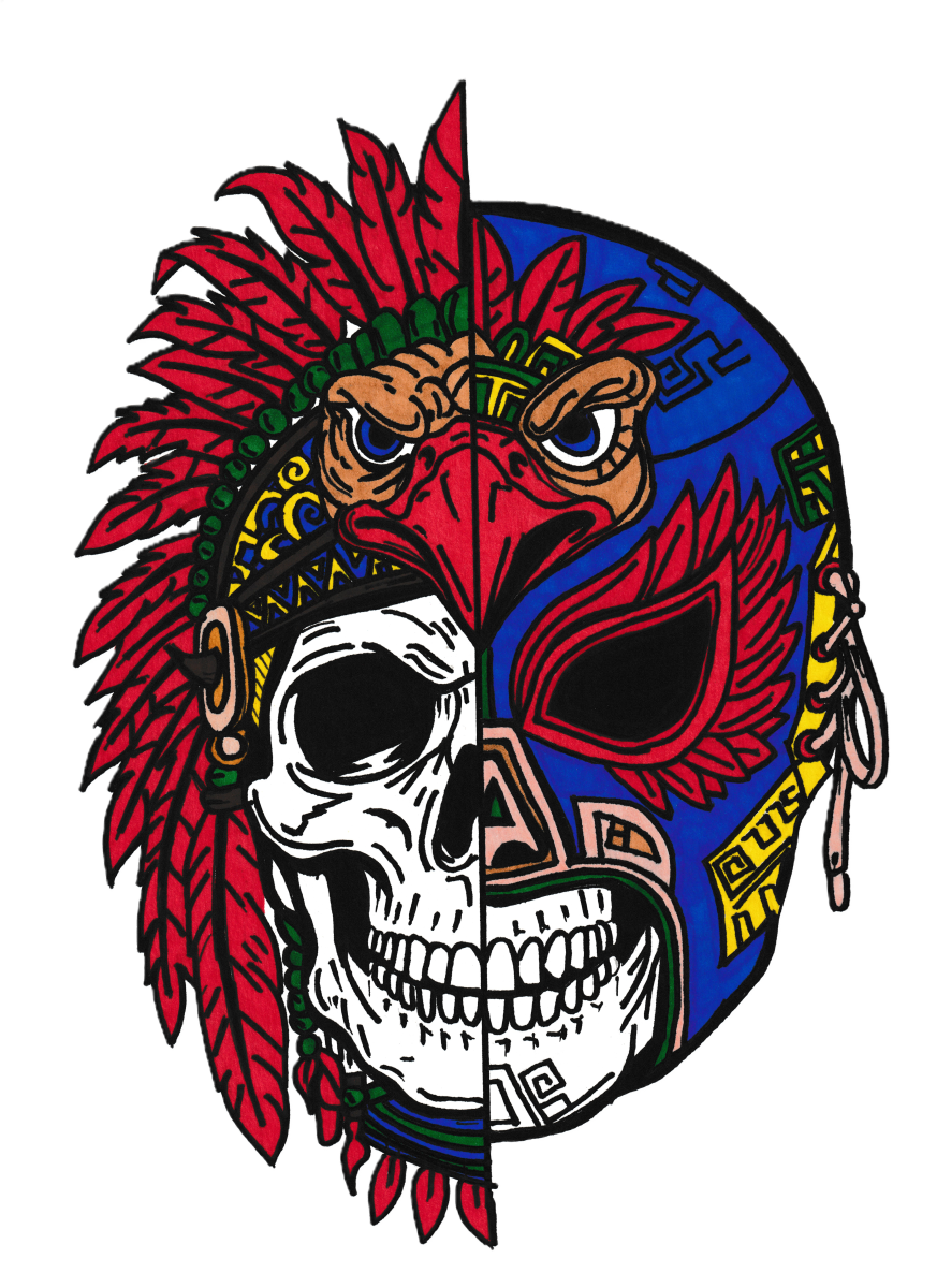 Aztec Eagle Warrior/Lucha Mask T-Shirt