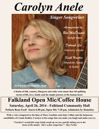 Falkland Open Mic/Coffee House - Feature Guest Carolyn Anele