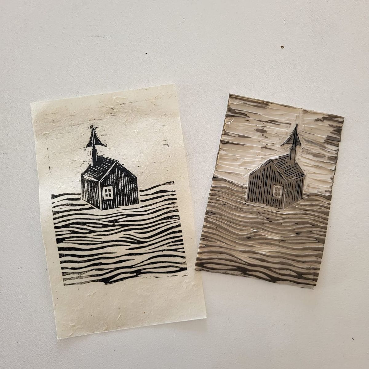 Wild Returning Lino Print - Bird, Boat or Candle