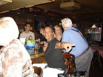 Penny here! Penny is Patty's sister. Penny & Patty look like twins, I thought Patty was done work and having a drinkie pooh! Until she walked by with a tray of drinks! That surprised the hell out of me! (tee-hee) Penny loves Alanis Morrisette and so do I. She missed me singing some of her songs. Next time Penny I'll sing a few for ya!
