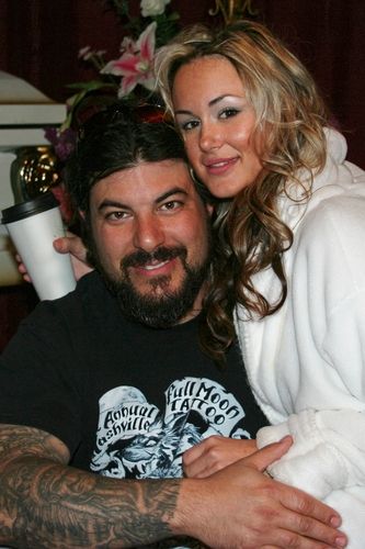 Ben and Stacey Dixon on set.

