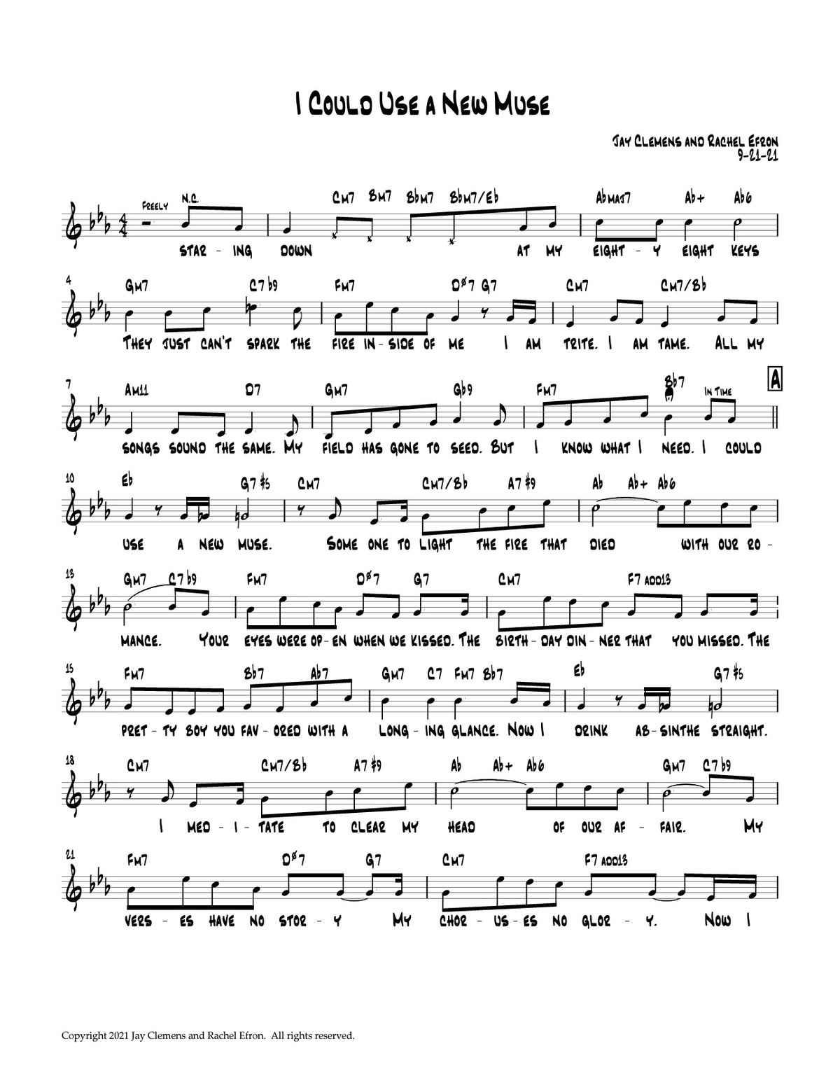 Sheet Music for I Could Use a New Muse