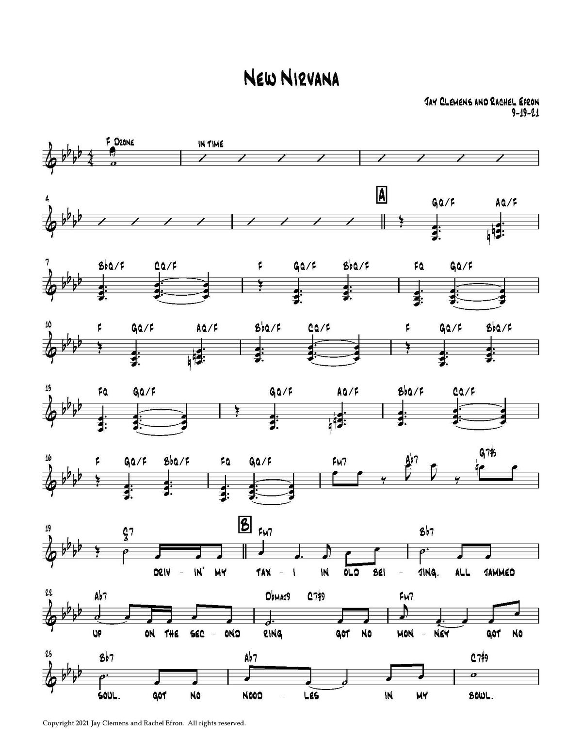 Sheet Music for New Nirvana single 