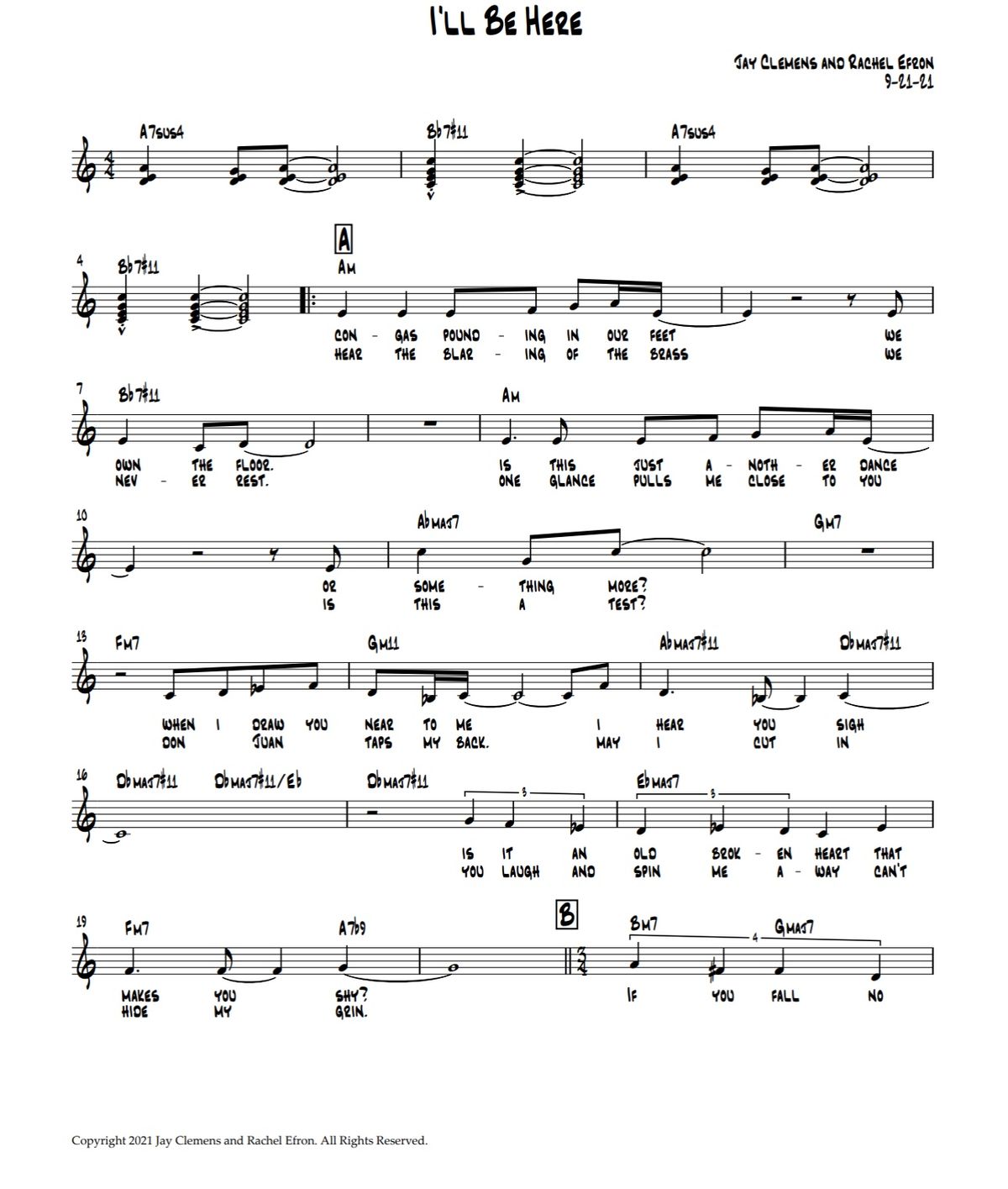 Sheet Music for I'll Be Here