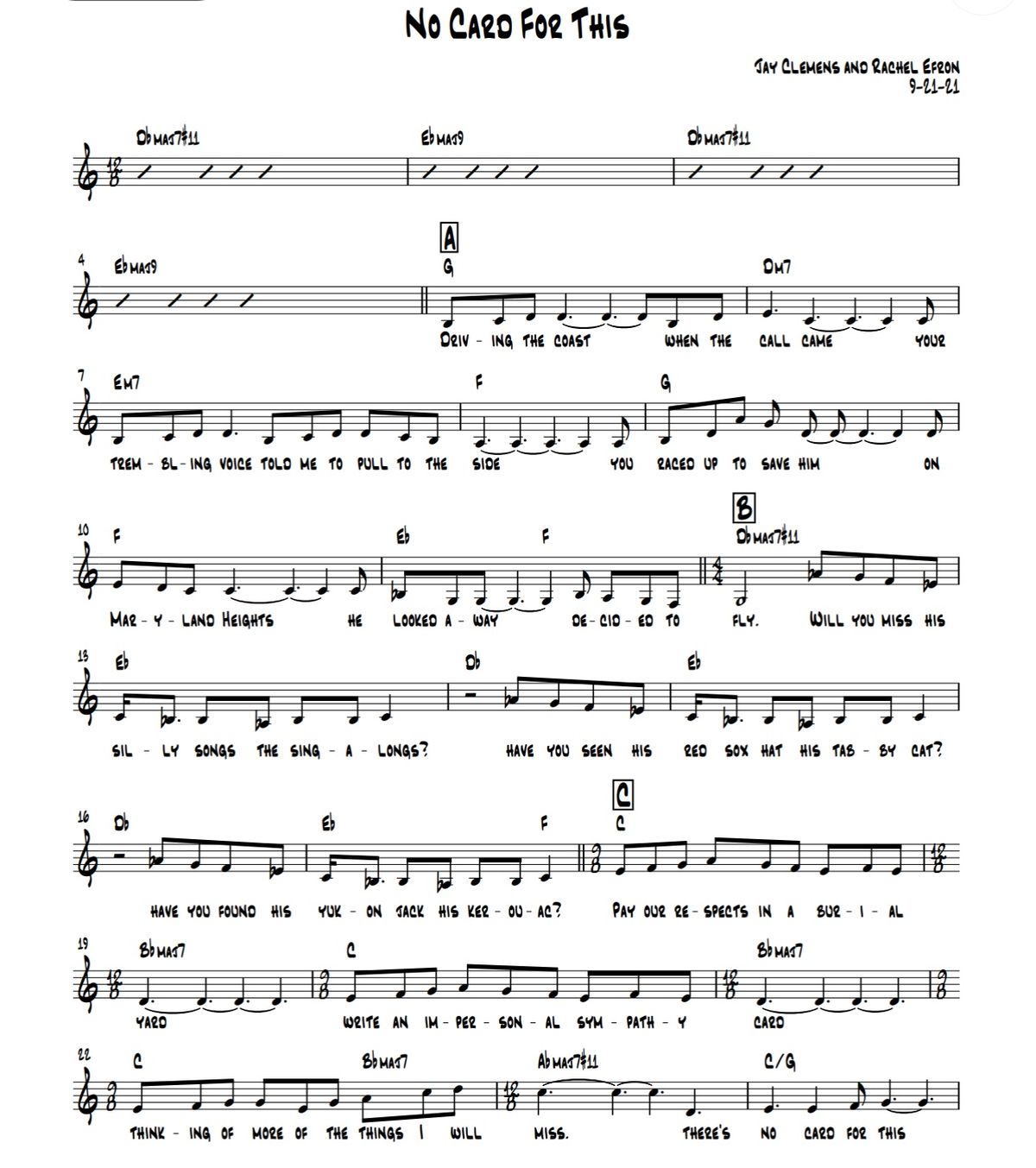 Sheet Music for No Card for This