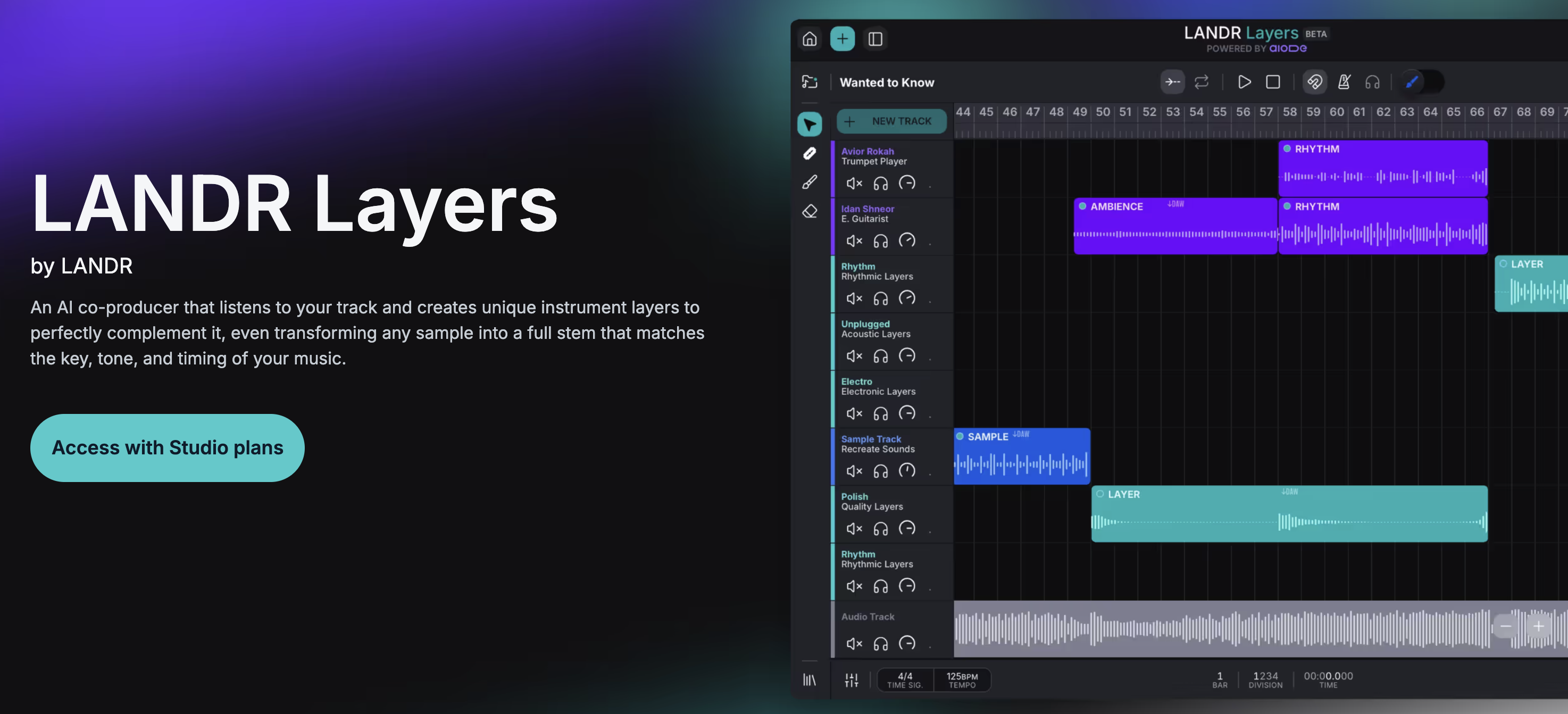 LANDR Layers AI co-producer
